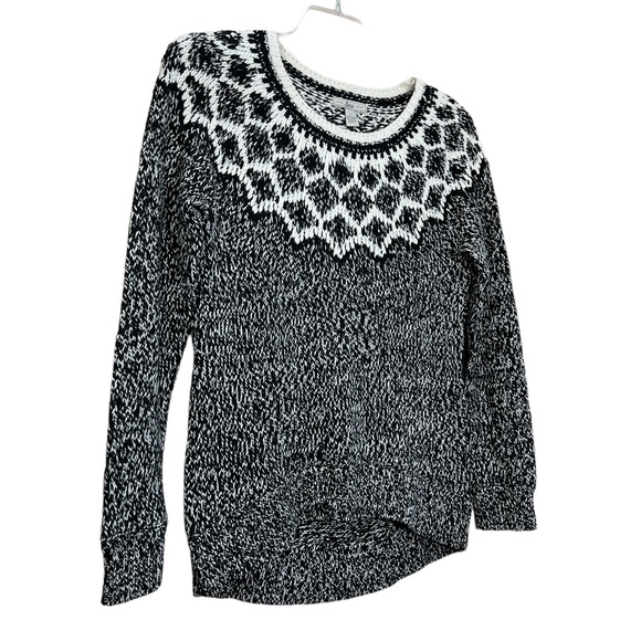 NWT Bass black off white fair isle Nordic soft sweater size small - Picture 2 of 8